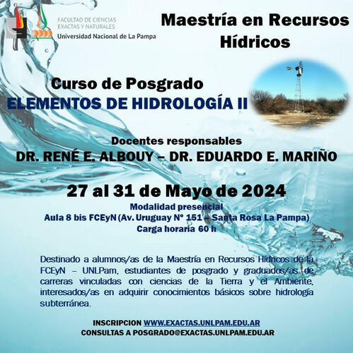 MAESTRÍA EN RECURSOS HÍDRICOS/Curso de Posgrado Elementos de Hidrología II - MRH - FCEyN - UNLPam
