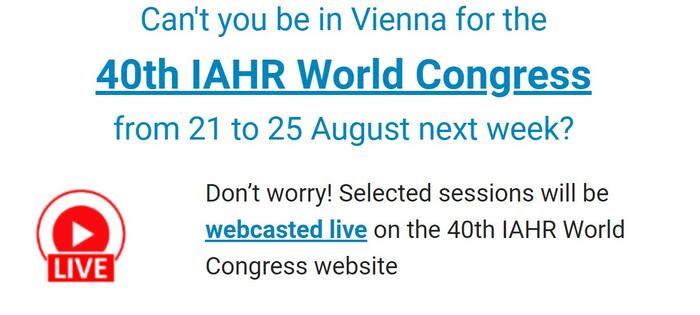40th IAHR World Congress from 21 to 25 August next week? - VER EN VIVO