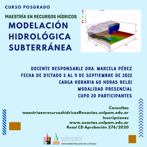 Curso de posgrado - Modelación Hidrológica Subterránea - FCEyN - UNLPam