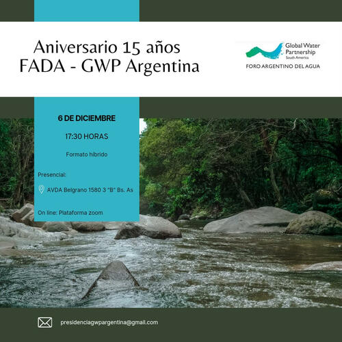 Martes 6 de diciembre- 17:30 hs. - Aniversario 15 años FADA - GWP Argentina