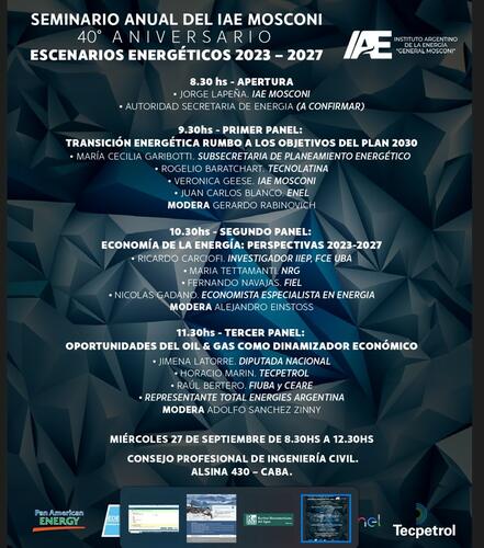 Seminario anual del IAE Mosconi/Escenarios energéticos 2023-2027