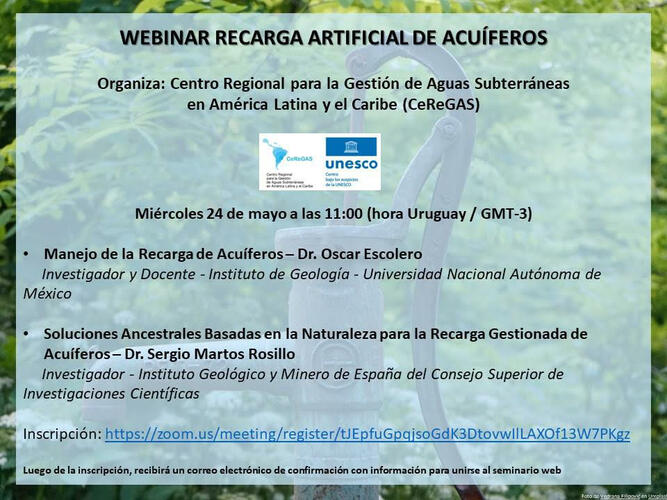 WEBINAR RESCARGA ARTIFICIAL DE ACUIFEROS