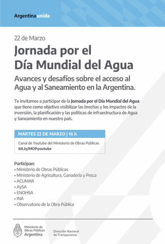 Jornada por el Día Mundial del Agua - "Avances y desafíos sobre el acceso al Agua y al Saneamiento en la Argentina".