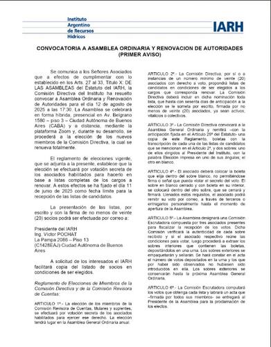 CONVOCATORIA A ASAMBLEA ORDINARIA Y RENOVACION DE AUTORIDADES (PRIMER AVISO)