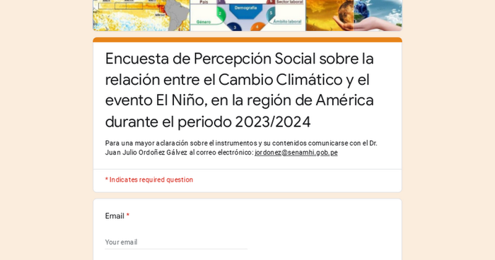 Encuesta de Percepción Social sobre la relación entre el Cambio Climático y el evento El Niño, en la región de América durante el periodo 2023/2024