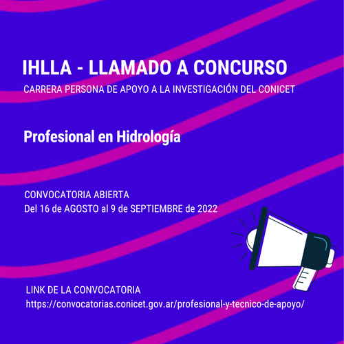 IHLLA – Búsqueda de Profesional de Apoyo en Hidrología – Del 16 de agosto de 2022 al 09 de septiembre de 2022