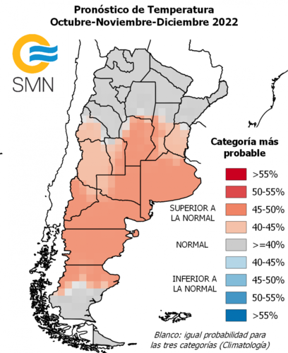 Pronóstico climático para octubre-noviembre-diciembre 2022