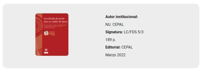 Una década de acción para un cambio de época. Quinto informe sobre el progreso y los desafíos regionales de la Agenda 2030 para el Desarrollo Soste...